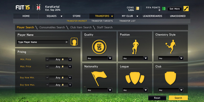 FIFA15 web uygulaması